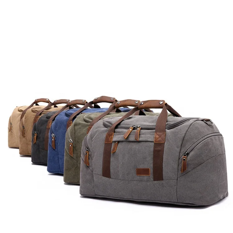 

High quality blank canvas weekend bag canvas duffel bag custom logo, Khaki,black,blue,brown,military green