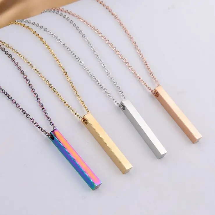 

Custom Engraved 316L Stainless Steel Rose Gold Plated 45CM Length Necklace for Women Factory direct sales, Silver, gold, rose gold, black,
