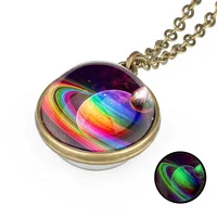 

Fashion Double-Sided Solar System Universe Pendant Glass Ball Necklace