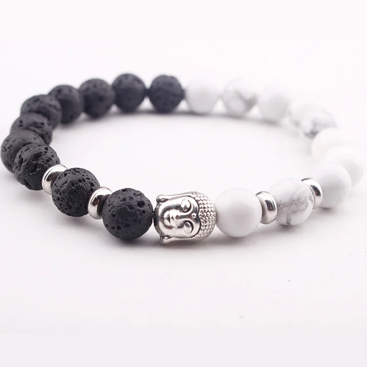 

Lava Howlite Buddha Head Charm Bracelet Essential Oil Reiki Bracelet
