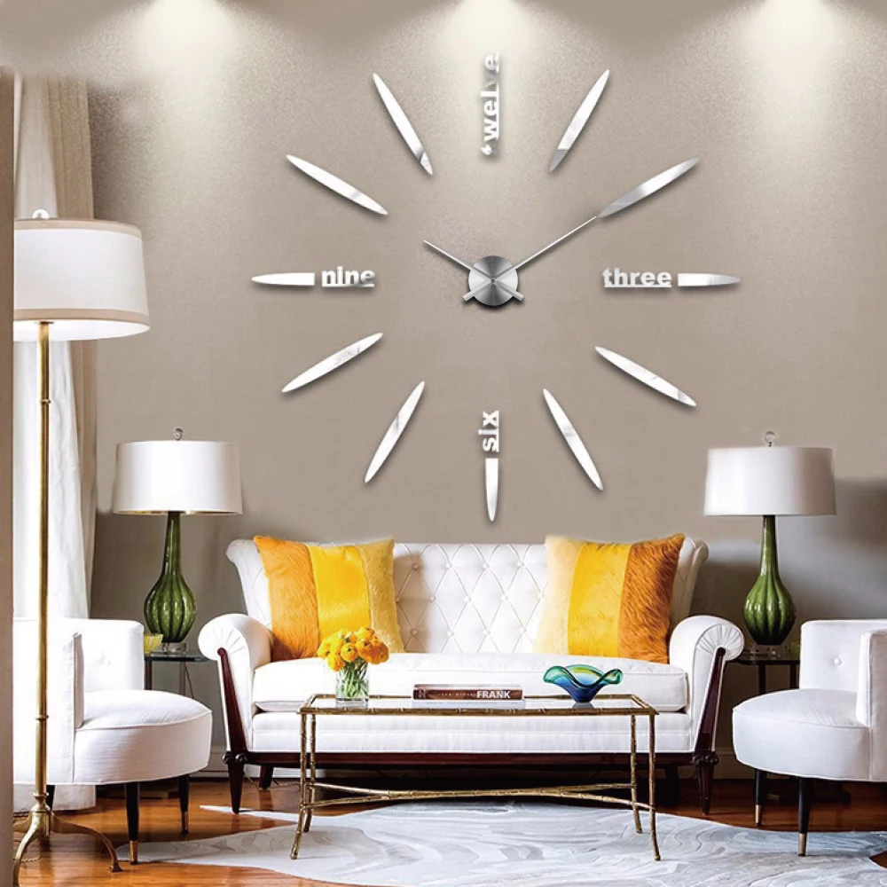 

3D Wall Clock DIY Removable Wall Clocks EVA Foam + Acrylic Mirror + for Bedroom Home Decor Quartz Aluminum Movement 10CM Support, Silver, black, gold