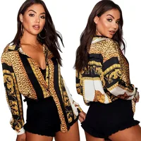 

2019 Spring and Autumn new Euramerican women's tops shirt long sleeve leopard print ladies blouses