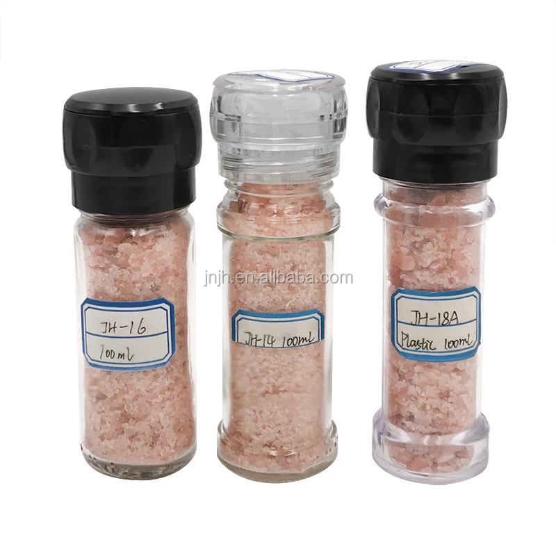 

glass spice jar match with plastic grinder lid