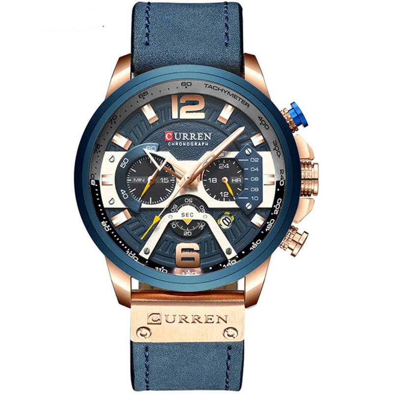 

Curren 8329 Men Watches Top Brand Luxury Chronograph Men Watches Leather Luxury Waterproof Sport Watch Men Clock Man Wristwatch