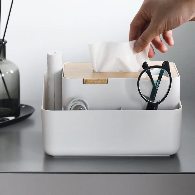 

desk top tissue box cover square for restaurant, White