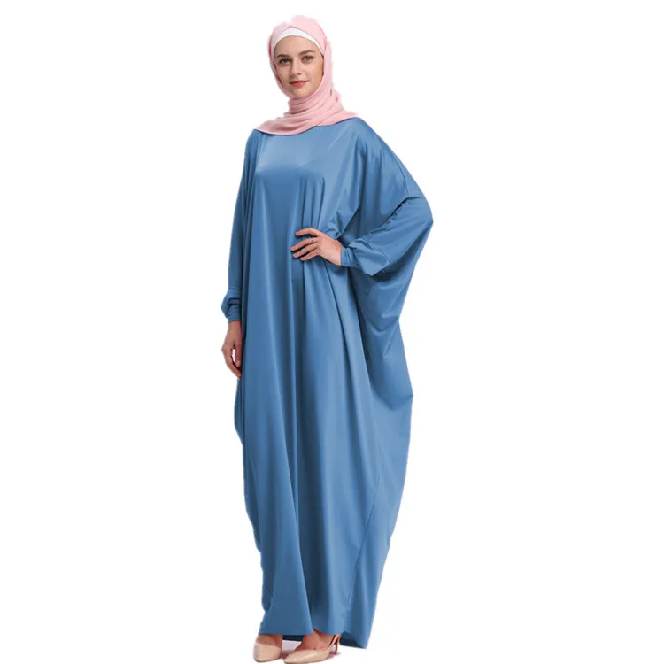 

2019 china supplier islamic ladies duai plain  bating sleeve muslim dresses dubai abaya for islamic women clothing, Blue,black,brown,pink,wine red