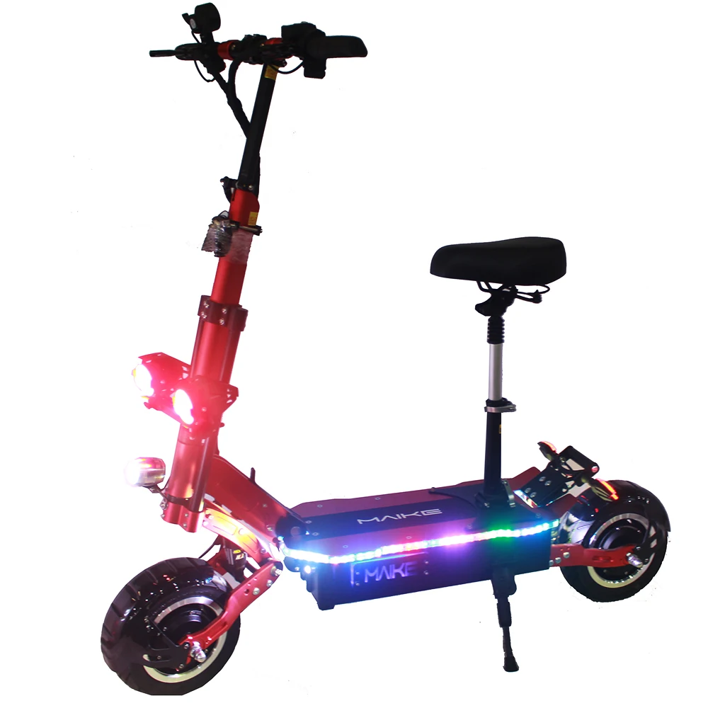 

MAIKE KK10S 2 Wheel Adult 5000W Daul Motor Foldable Electric Scooters With Seat, Black/gold/red