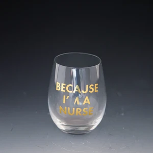 Image of high quality handmade stemless wine and water glass