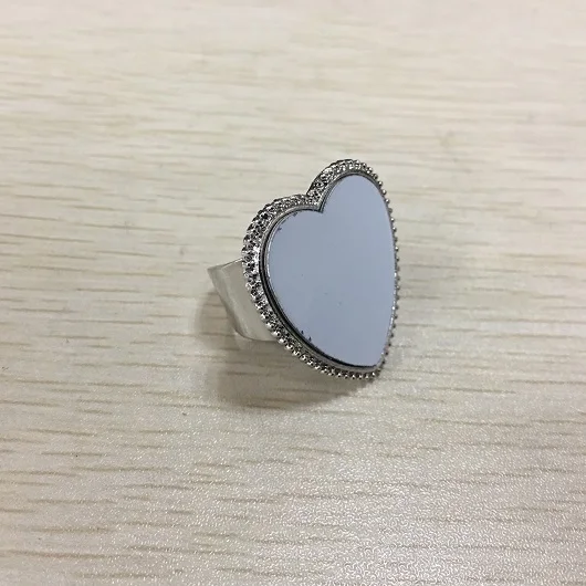 

Rubysub SL-13 DIY Heart Shape Sublimation Blanks Zinc Alloy Finger Ring, Silver color