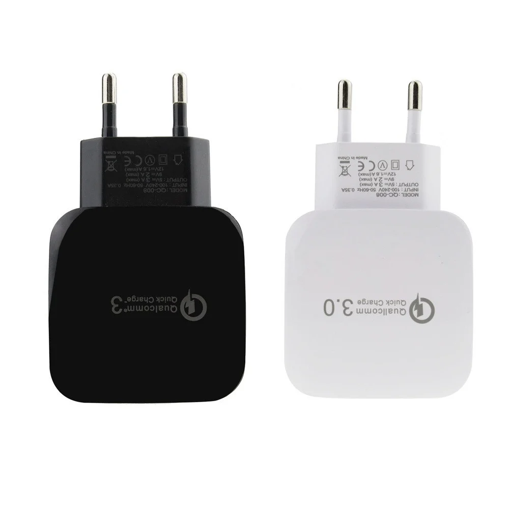 

Quick Charging EU US UK Plug QC 3.0 Wall Charger 5V/9V/12V 1 Port For Smartphone Qualcomm QC3.0 Fast Rapid Home Adapter, Black;white