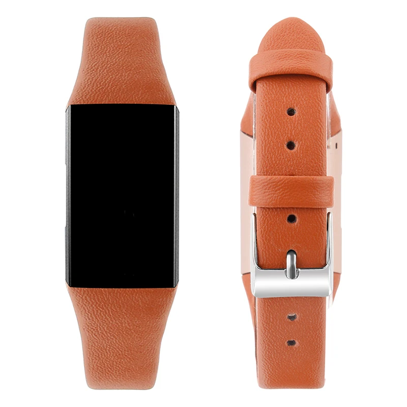 

5.5''-8.1'' Leather Wrist Bands Metal Buckle Fitness Smart Band Watch, Black;brown;white;pink