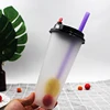 Customized Logo 8 12 14 18 22 24 oz Disposable Bubble Tea PP Cup with Lid Straw
