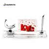 Heat transfer Crystal glass globe pen suite birthday gift
