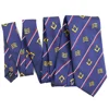Big Blade 100% Polyester Custom Woven Neck Tie All Over Knife Square & Compass Pencil Striped Handmade Masonic Ties Wholesale