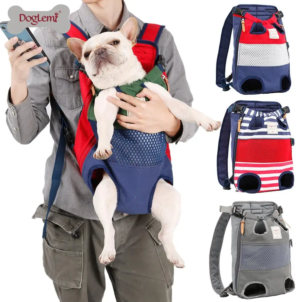 

Pet Shoulder Carrier Bag Soft Legs Out Front Travel Backpack Dog, Grey/stripe/green blue/red blue