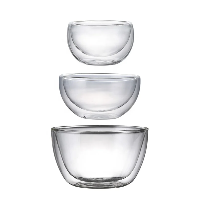 

Pyrex double wall salad glass bowl for 300ml 550ml 1200ml, Transparent