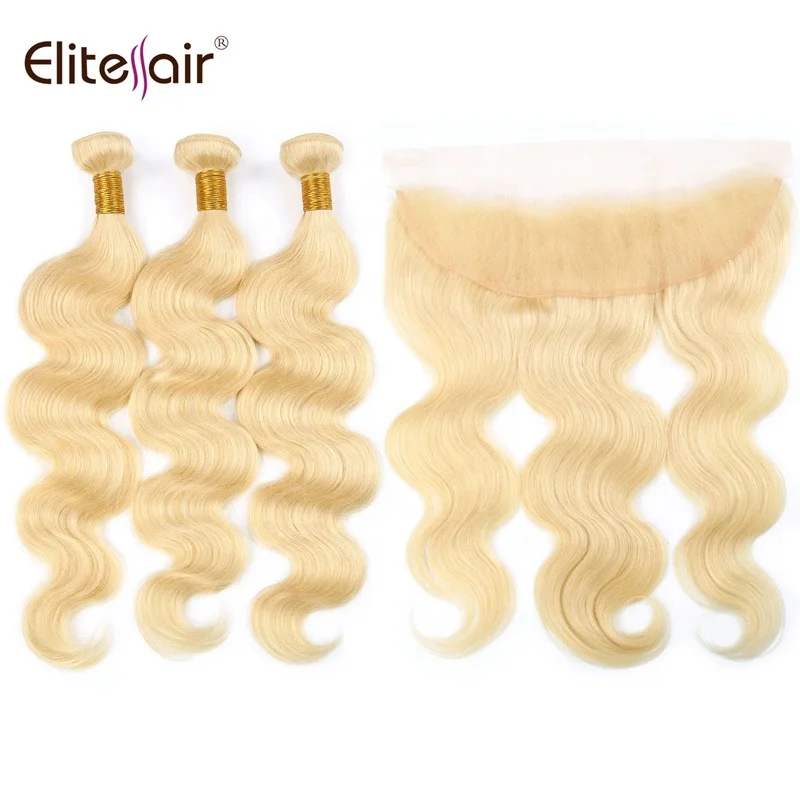 

Factory Direct Indian Blonde 613 Body Wave Bundles With Frontal 100% Virgin Human Hair 3 Bundless With13*4 Lace Frontal, Bleached blonde 613;variety colors available;and can be customized