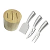 Knife block set 3pcs Stainless steel Cheese tools set with wood block