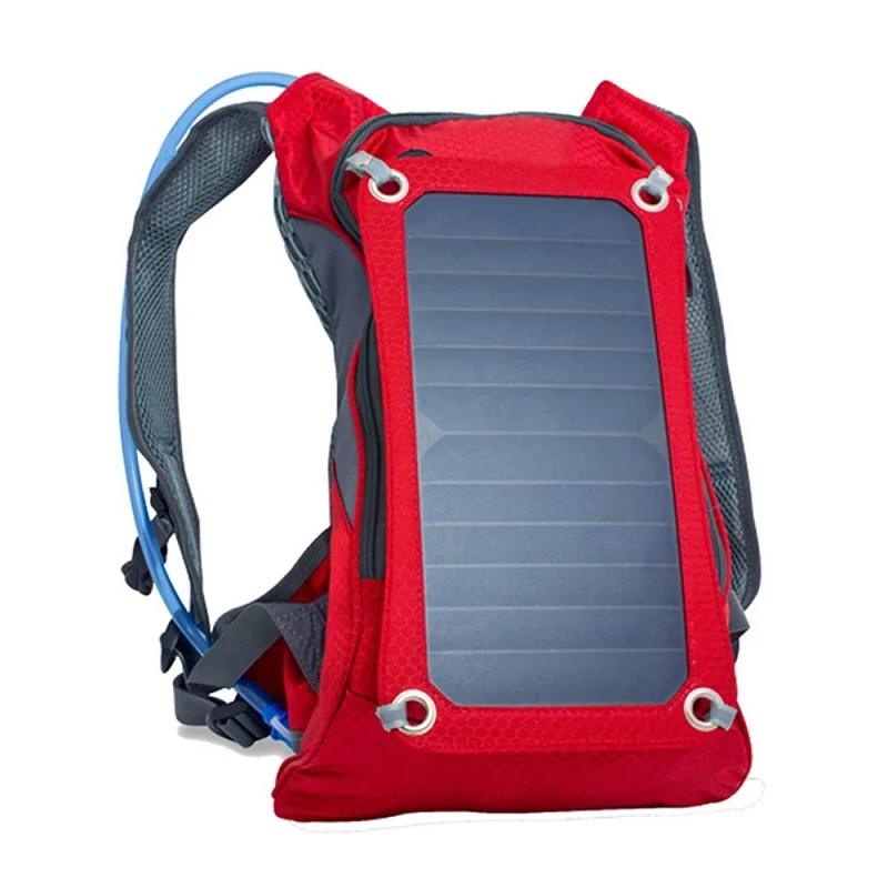 

Latest Solar PaneL Bag Backpack Biking Hydration Backpack with 2L Water Bladder Solar Bag Pack, Red
