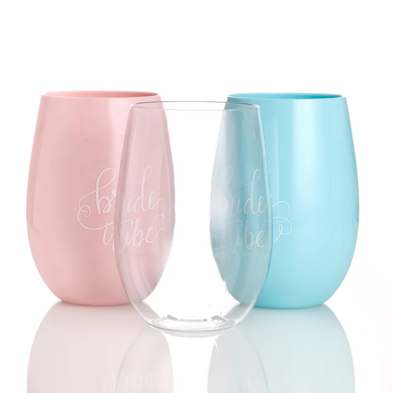 

wholesale unbreakable tritan plastic stemless wine glass 16oz wine tumbler, Any color you want