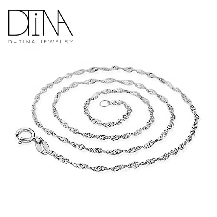 

DTINA SY8 925 Silver Necklace Water Wave Chain with Silver Pendant, Silver color