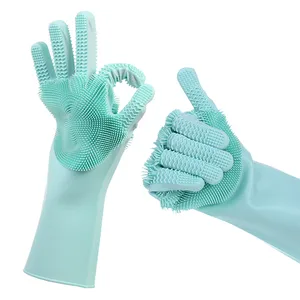 Image of Magic Silicone Dishwashing Gloves Scrubber Cleaning for Kitchen,Bathroom,Household Pet Hair Care Car Washing Latex Free