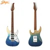 China Shijie guitars HHS pickups TM-4DLX-BL model roasted maple neck electric guitar custom build