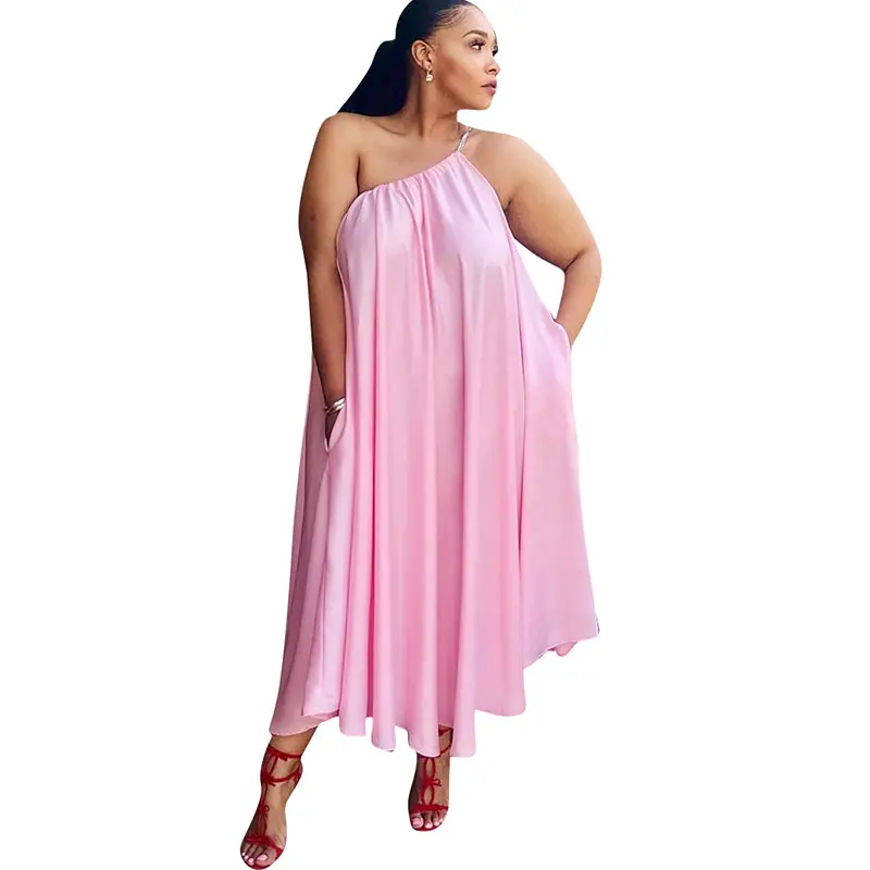 

Wholesales Casual Solid Color Fat Loose Long Dress