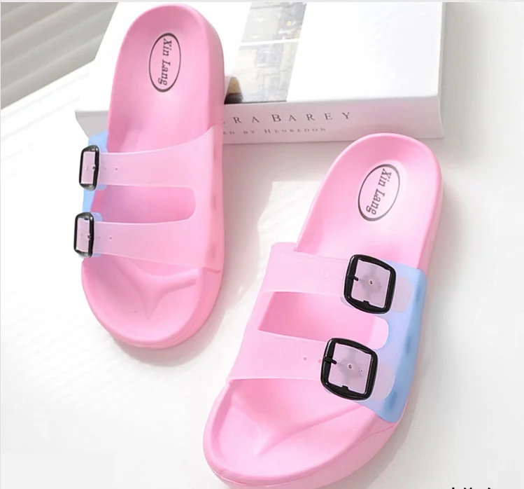

New Couple Slippers Women Summer Bathroom Slippers Lovely Softsole Household Outside Transparent Slippers
