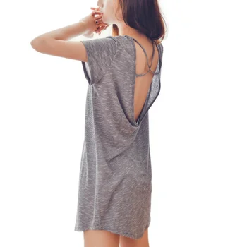 casual women nightwear backless sexy lady nightdress loose