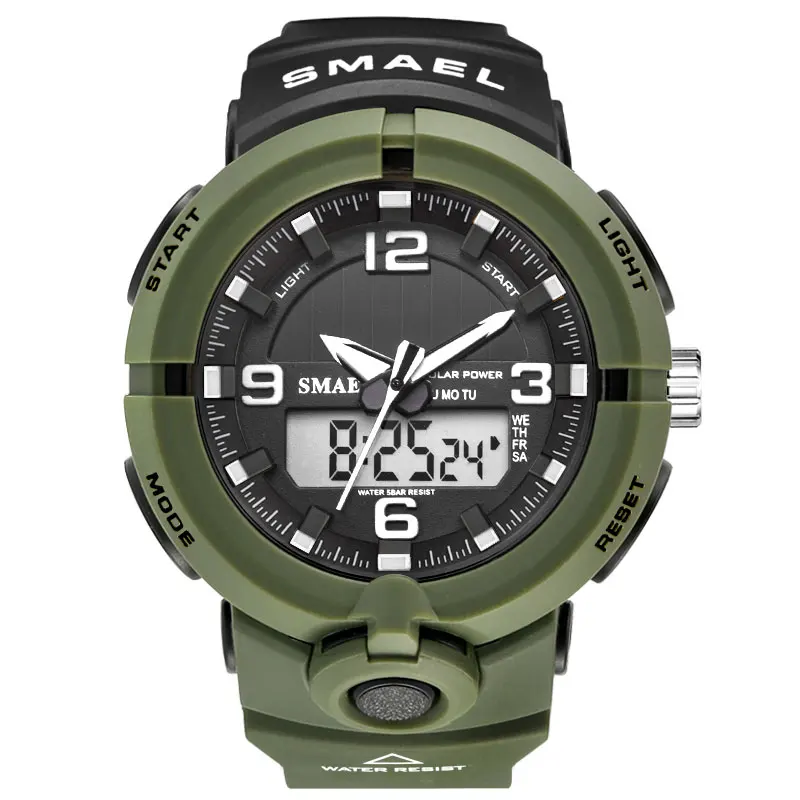 

SMAEL 8017 Watch Digital Men Watch Waterproof Clock Men Luminous Hands Alarm Bracelet Solar Powered Digital Sport Watch