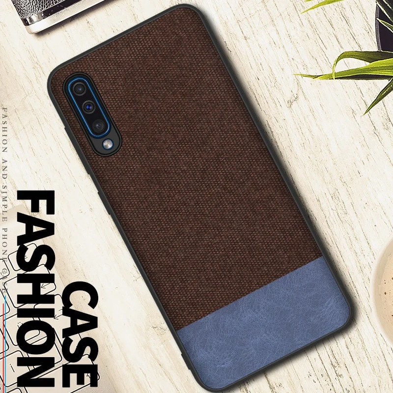 

Classic Cloth Case For Samsung Galaxy A70 Luxury Soft Silicone Phone Cases For Samsung A70 Fabric Cover, Black brown blue red green pink