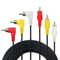 

3 RCA Cable ,Premium Gold Plated 90 Degree Right Angle RCA Audio / Video Cable 3 Male To 3 Male Composite Video Audio Cable