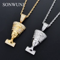 

Bling Bling CZ Jewelry Egyptian Pharaoh Pendant Iced Out Cubic Zircon Necklace Hip Hop gift Jewelry CN073