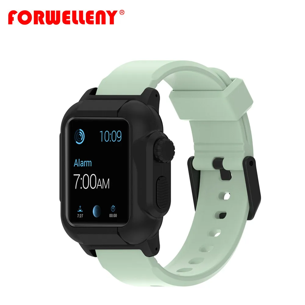

New Sport Silicone Rubber Watchband for Apple Watch Band  for iWatch 3/2 Replacement Strap with Waterproof Protective Case
