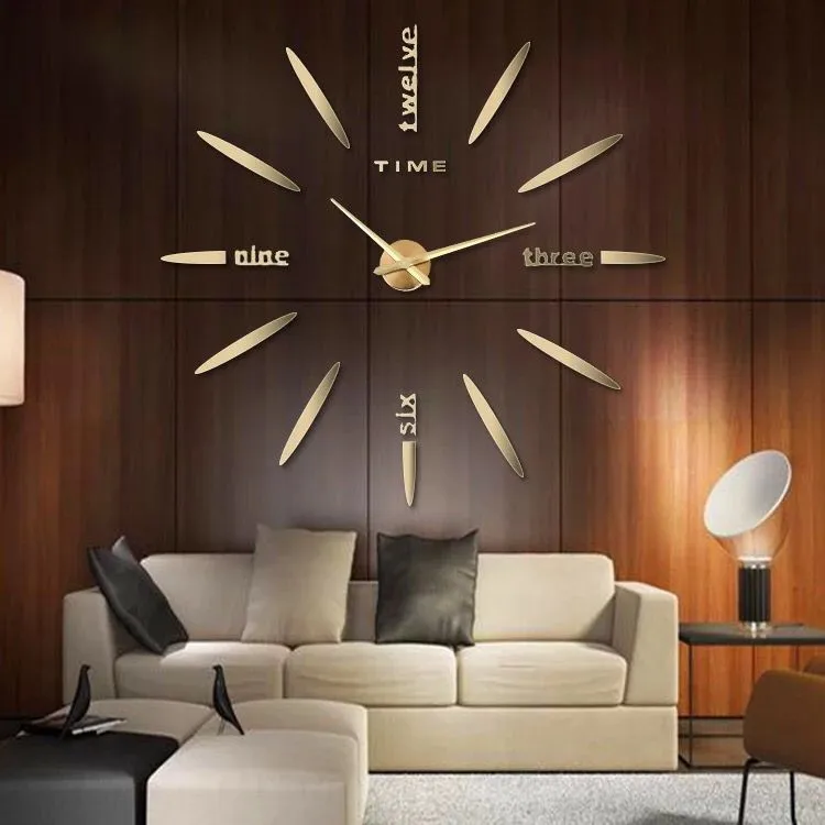 

003 Large digital Modern design Home decoration black big decorative watches unique gift 3d wall clock stickers