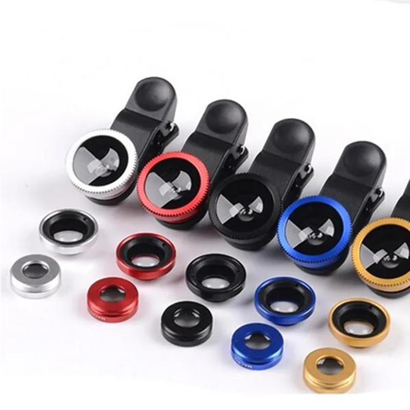 3 in 1 portable fish eye macro wide angle phone Lens for Mobile Phones