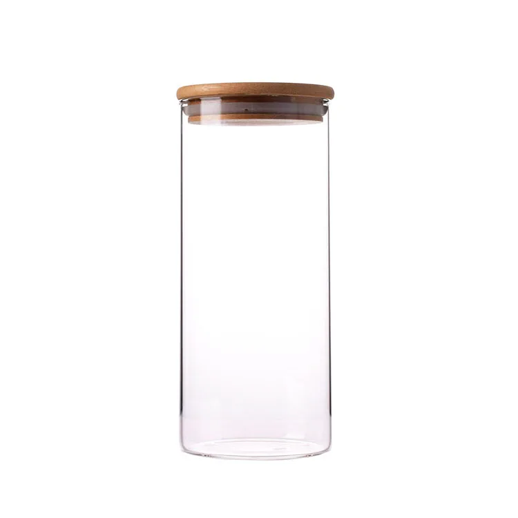 2000ML Wholesale Big Capacity Sealed Glass Food jar Clear Glass Bottles With Bamboo lid