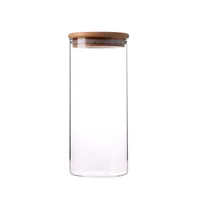 

2000ML Wholesale Big Capacity Sealed Glass Food jar Clear Glass Bottles With Bamboo lid