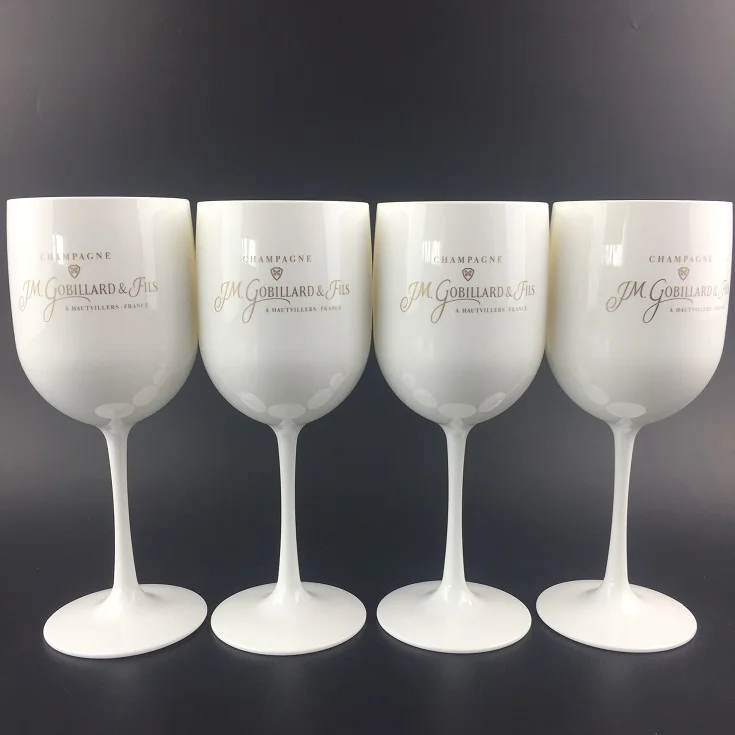 

Customized reusable unbreakable plastic white wine glass for wedding party, White/gold/pink/black