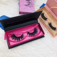 

Factory vendor 100% real fur soft hair 3d mink eyelashes with custom packaging eyelashes box packing custom private label 3d min