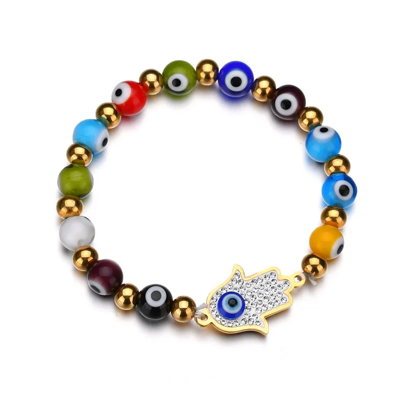 

Wholesale fashion women bracelet hamsa charm evil eye bead bracelet, Silver/gold/rose gold