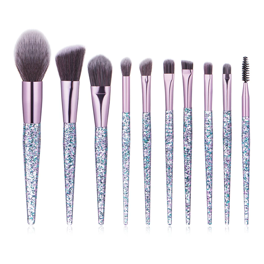 

Wholesale Private Label Logo 10pcs Purple Makeup Cosmetic Powder Foundation Brush Set