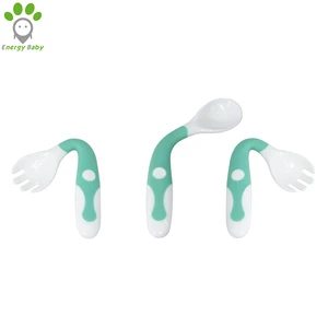 Image of Plastic PP Soft Mini Children Toddler Flexible Spoon Baby Foldable Feeding Fork and Spoon for Kids