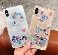

Bling bling IOS App Icon Glitter Quicksand Liquid Phone Case For iPhone X XS MAX XR 8 7