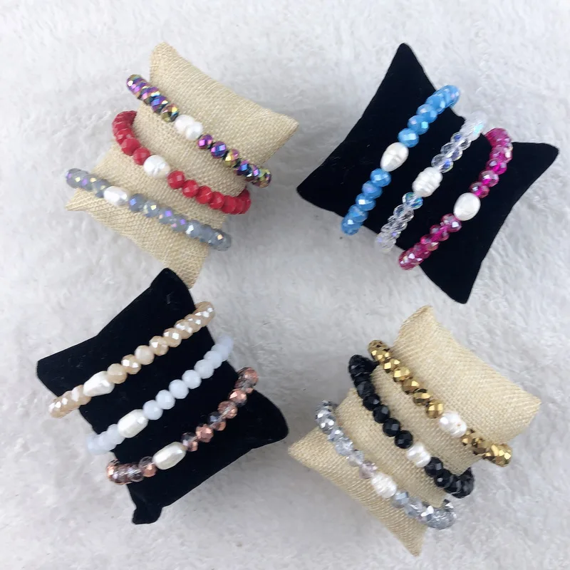 

Crystal frestwater pearl stretch bracelet