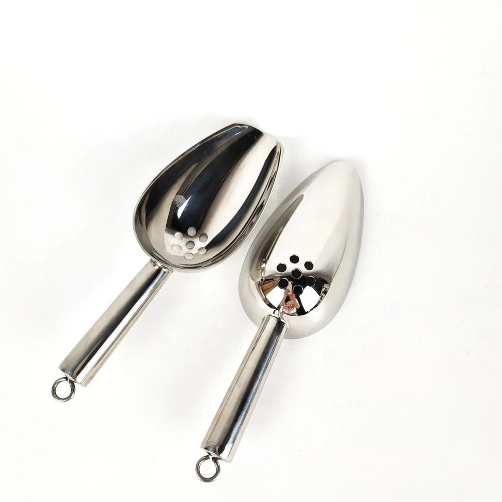 

Hot selling bar accessories stainless steel ice scoop food bean shovel metal ice scoop