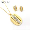 Charm Stainless steel jewelry sets,18K gold jewelry Elliptical Pendant Necklace and earrings women jewelry sets