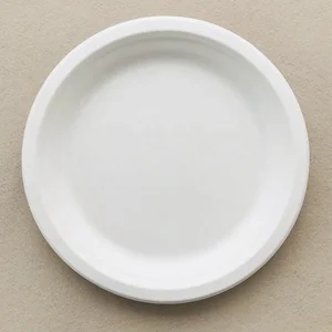 Image of 100% Biodegradable Sugarcane Fiber Baggasse Round Plate