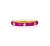 Three Stone Ruby Enamel Eternity Band Rings in 925 Sterling Silver